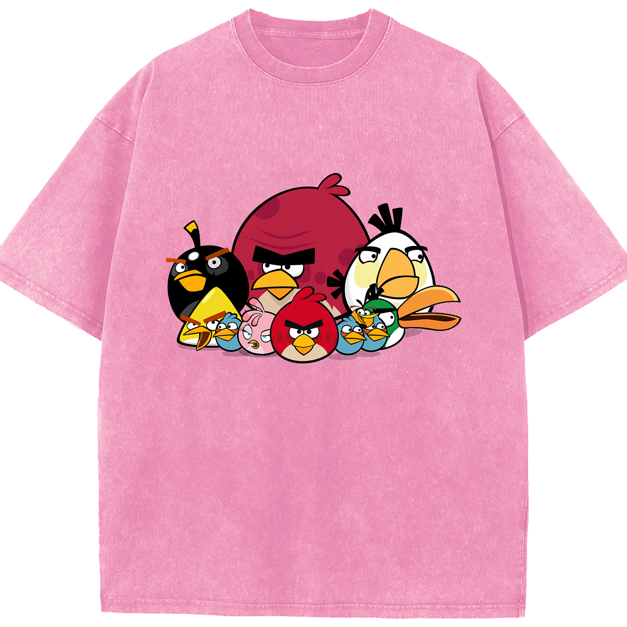（画像用） Angry Birds アングリーバード 綿100% ヴィンテージ風 半袖Tシャツ（フロントプリント）